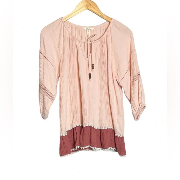 Matilda Jane | Wonderment Call Me Cute Top Gauze Crochet Detail EUC - Picture 4 of 9